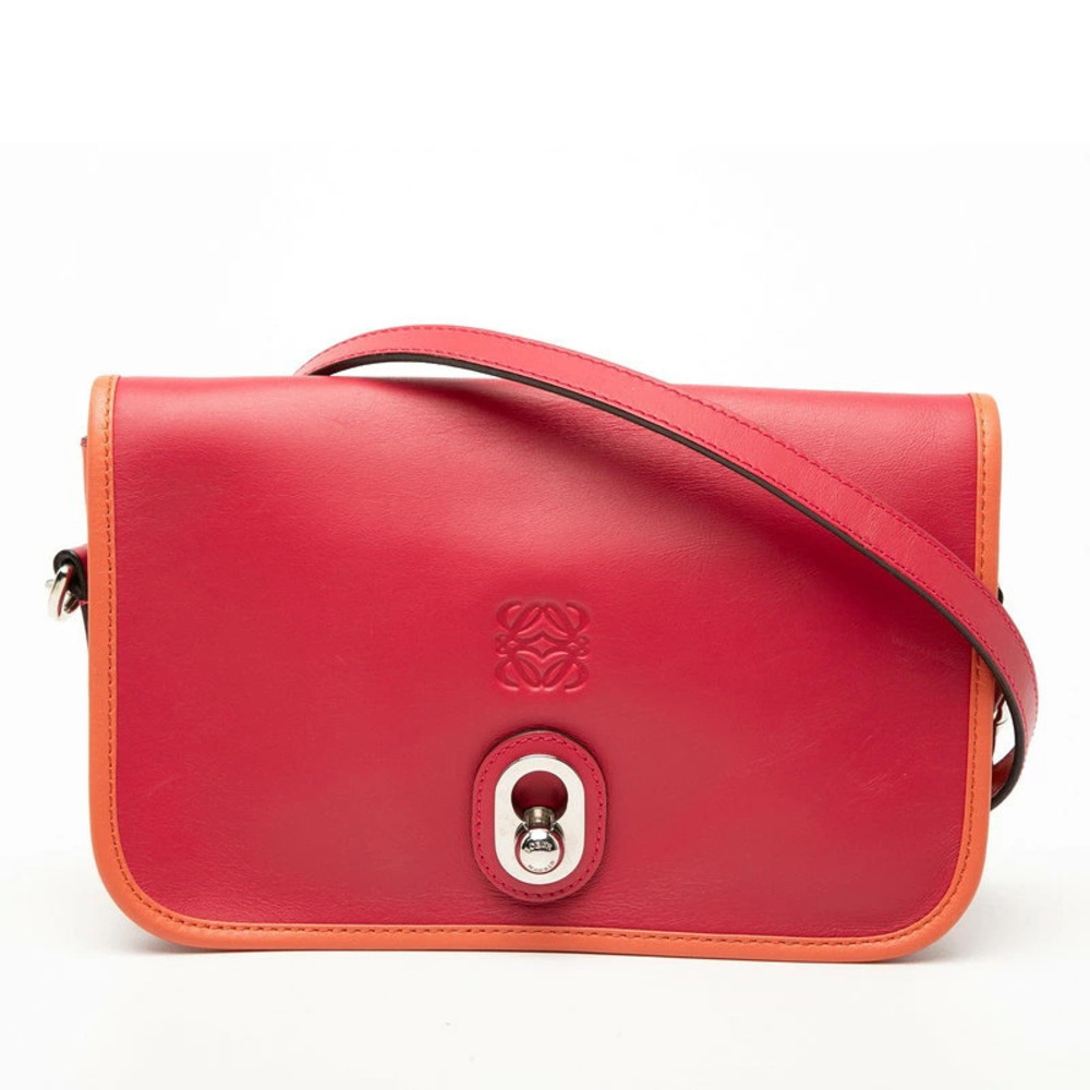Loewe Anagram Ines Crossbody Bag Pink Orange Leather